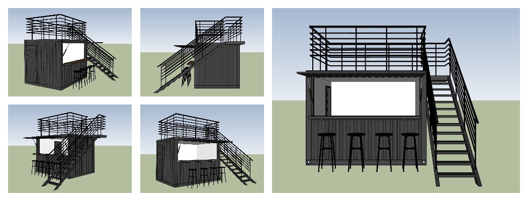 small pop-up container bar design